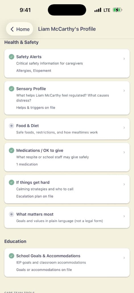 Health safety and education sections